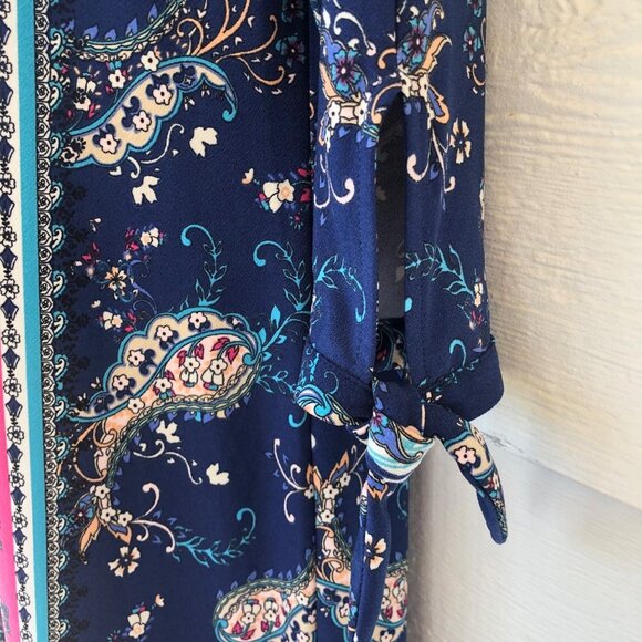 Petite Medium Chico’s Medallion Tie Sleeve Fully Lined Dress Size 8 - Picture 6 of 16